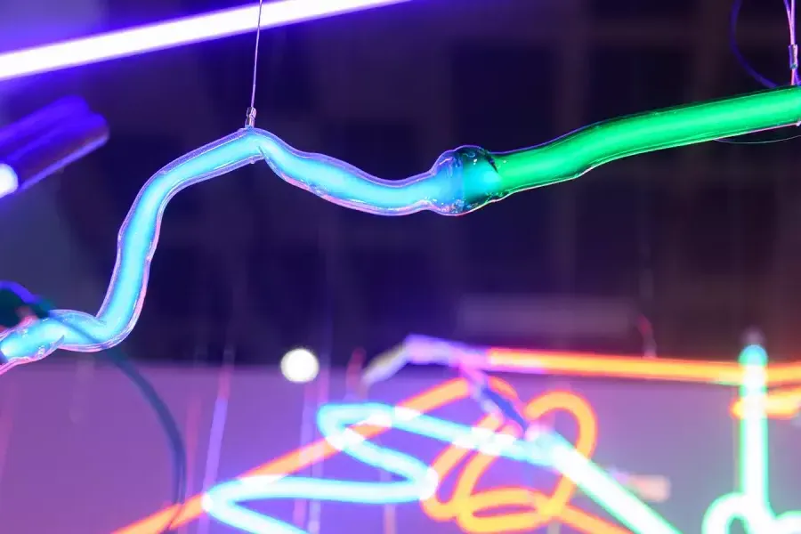 Neon artworks shine as part of "She Bends: Neon as Soulcraft" at the Museum of Craft and Design